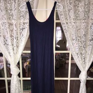 Navy Love Culture maxi dress with hot pink bow (S)